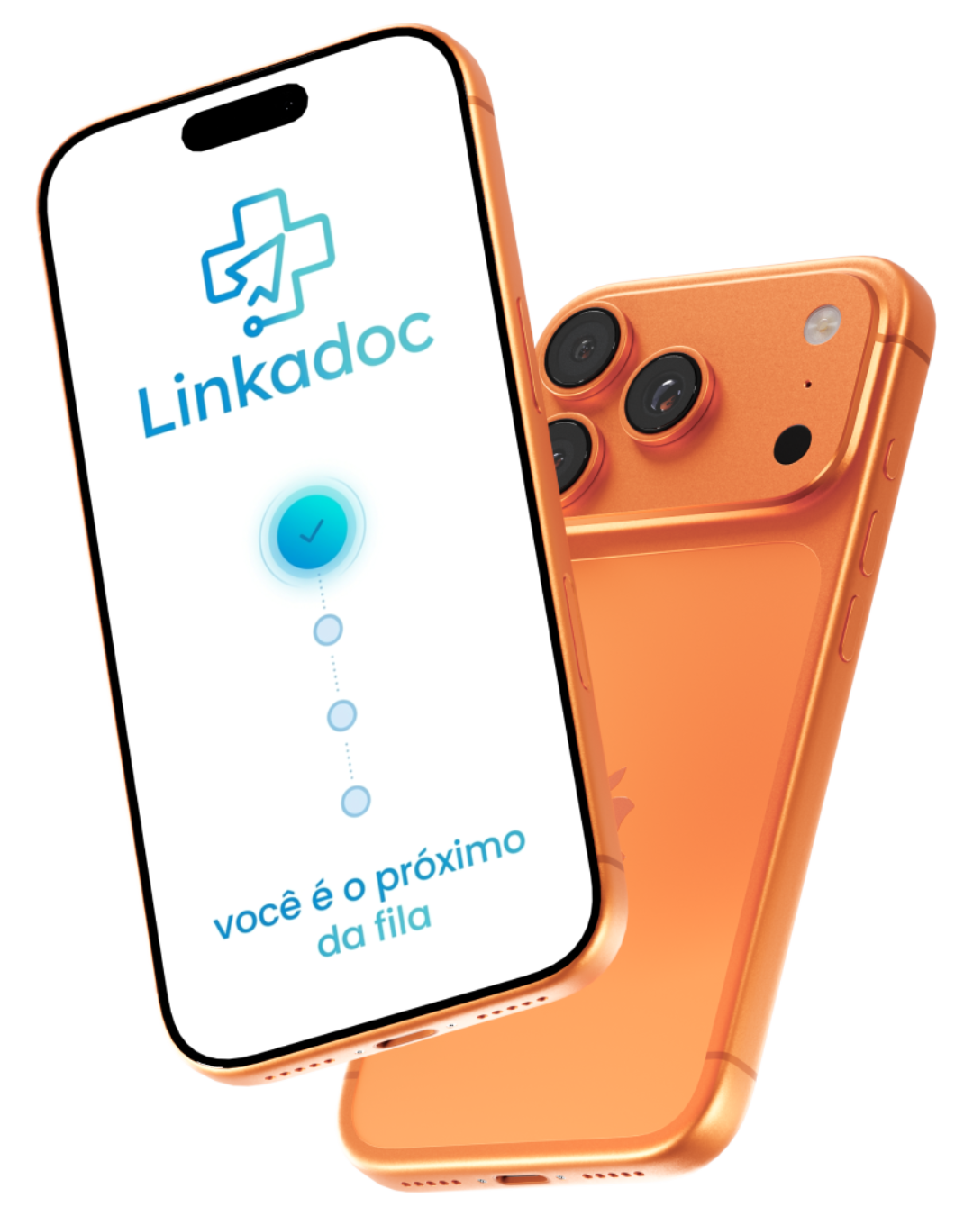 Aplicativo Linkadoc no iPhone mostrando a fila de atendimento